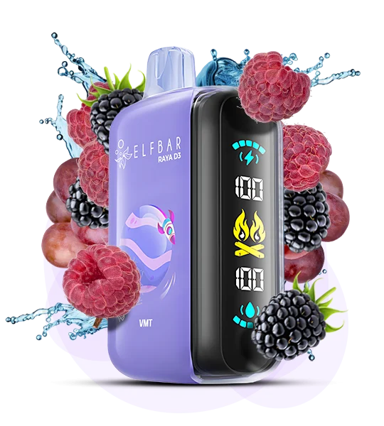 Elfbar_Raya_D3_Vmt Одноразка Elf Bar RAYA D3 Малина-Ожина-Чорниця