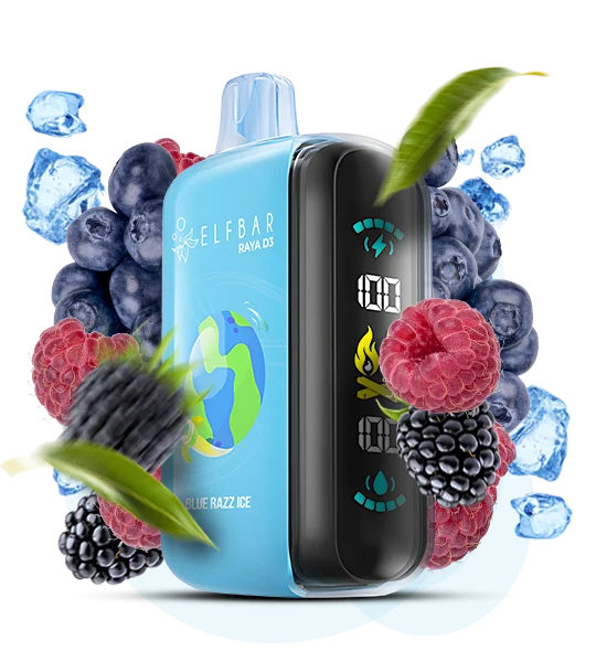 Elfbar_Raya_D3_BlueRazzIce_ Одноразка Elf Bar RAYA D3 25000 Блакитна малина з льодом