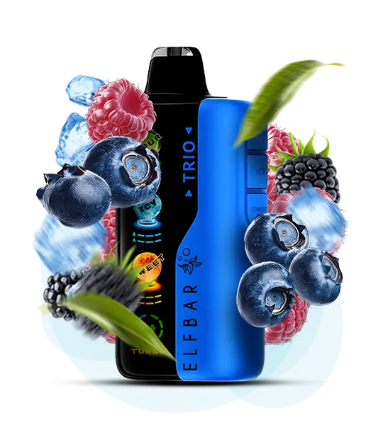ElfBar_Trio40000_BlueRazzIce Одноразова Pod-система Elf Bar Trio 40000 Blue Razz Ice - Зображення 1